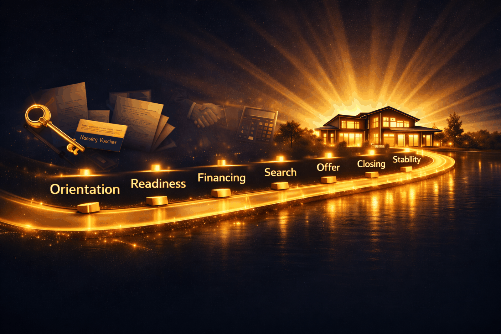 Our Guided Realtist Pathway: Orientation, Readiness, Financing, Search, Offer, Closing, Stability